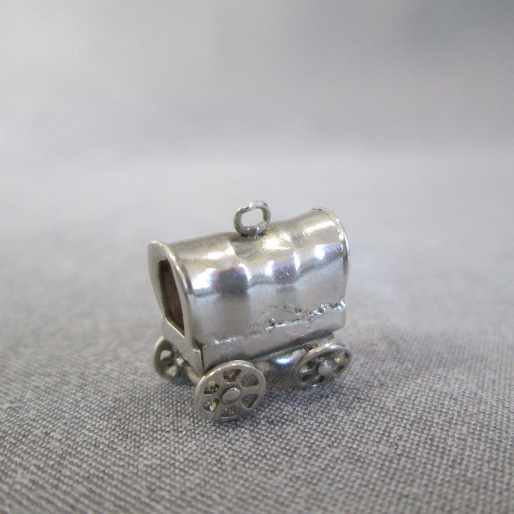 Sterling Silver Charm Conestoga Covered Wagon - Picture 2 of 7